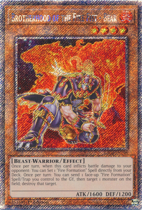 Brotherhood of the Fire Fist - Bear (Platinum Secret Rare) - RA04-EN198 - Platinum Secret Rare - 1st Edition