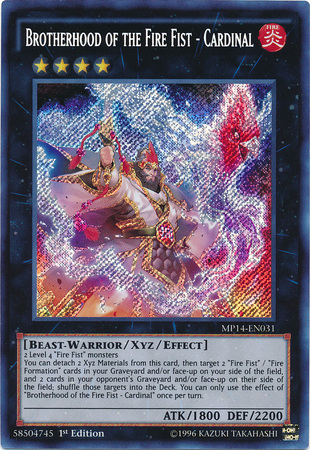 Brotherhood of the Fire Fist - Cardinal - MP14-EN031 - Secret Rare - 1st Edition available at 401 Games Canada