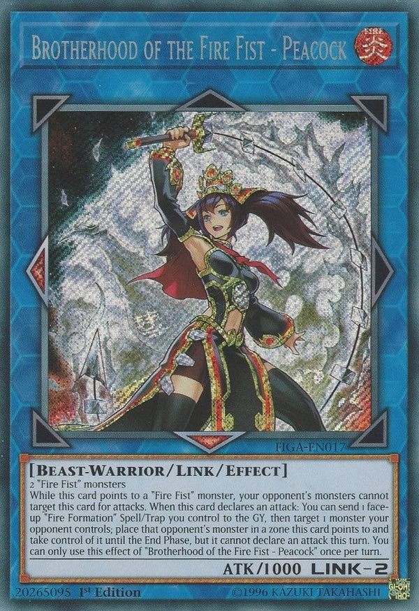 Brotherhood of the Fire Fist - Peacock - FIGA-EN017 - Secret Rare - 1st Edition available at 401 Games Canada