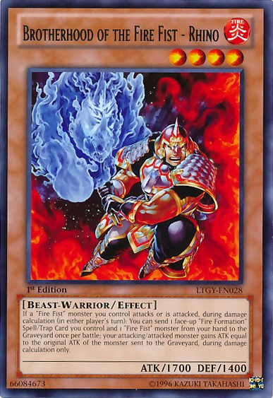 Brotherhood of the Fire Fist - Rhino - LTGY-EN028 - Rare - 1st Edition available at 401 Games Canada