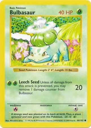 Bulbasaur - 44/102 - Common - Shadowless available at 401 Games Canada