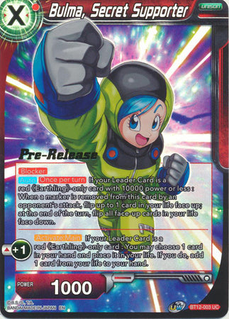 Bulma, Secret Supporter - BT12-003 - Promo (Series 12 Pre-Release) (Foil) available at 401 Games Canada