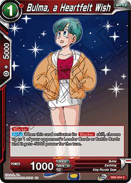 Bulma, a Heartfelt Wish - DB3-004 - Common available at 401 Games Canada