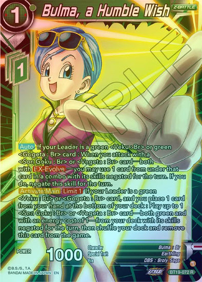 Bulma, a Humble Wish - BT19-072 - Rare (Foil) available at 401 Games Canada