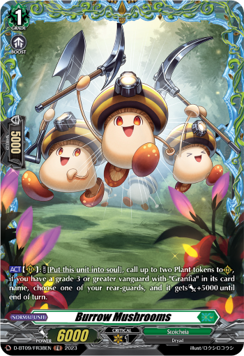 Burrow Mushrooms - D-BT09/FR38 - Frame Rare available at 401 Games Canada