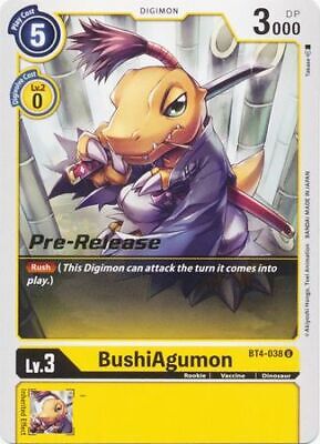 BushiAgumon (Prerelease Promo) - BT4-038 - Uncommon available at 401 Games Canada