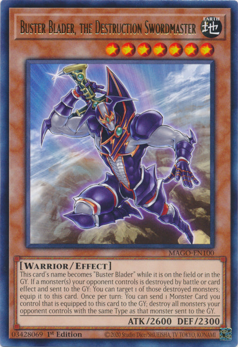 Buster Blader, the Destruction Swordmaster - MAGO-EN100 - Rare - 1st Edition available at 401 Games Canada