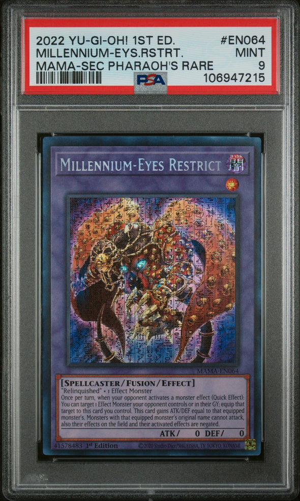 MILLENNIUM-EYS.RSTRT. (EN064) - YUGIOH MAMA-MAGNIFICENT MAVENS - MAMA-SEC PHARAOH'S RARE - MINT 9