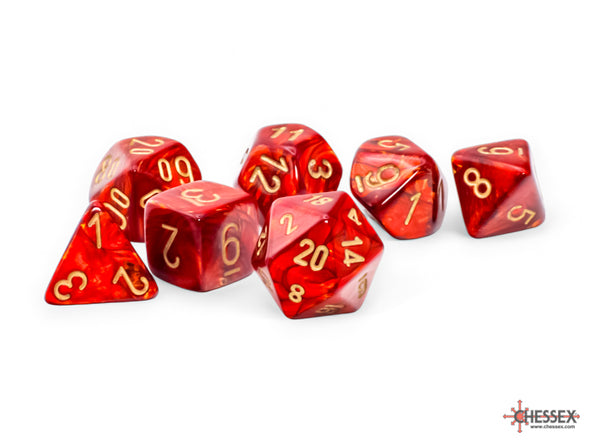 Chessex - Mega-Hedral 7 Piece - Scarab - Scarlet/Gold