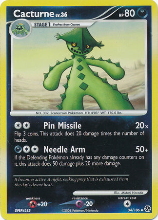 Cacturne - 34/106 - Uncommon - Reverse Holo available at 401 Games Canada