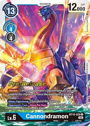 Cannondramon (Prerelease Promo) - BT10-028 - Uncommon available at 401 Games Canada