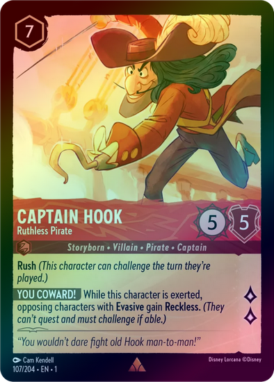 Captain Hook (Ruthless Pirate) - 107/204 - Rare (Foil) available at 401 Games Canada