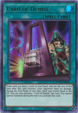 Card of Demise - DUPO-EN050 - Ultra Rare - Unlimited available at 401 Games Canada