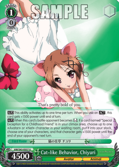 Cat-like Behavior, Chiyuri - AW/S43-E037 - Uncommon available at 401 Games Canada