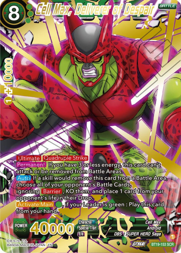 Cell Max, Deliverer of Despair - BT19-153 - Secret Rare available at 401 Games Canada