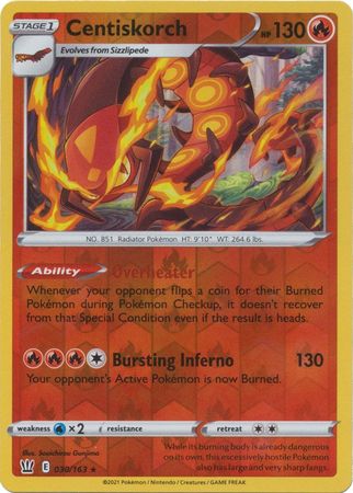 Centiskorch - 030/163 - Rare - Reverse Holo available at 401 Games Canada