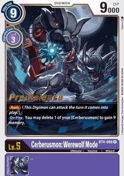 Cerberusmon: Werewolf Mode (Prerelease Promos) - BT4-086 - Rare available at 401 Games Canada