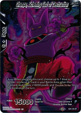 Champa, Scheming God of Destruction - XD1-03 - Starter Rare (Foil) available at 401 Games Canada