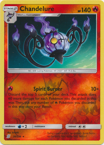 Chandelure - 30/236 - Holo Rare - Reverse Holo available at 401 Games Canada