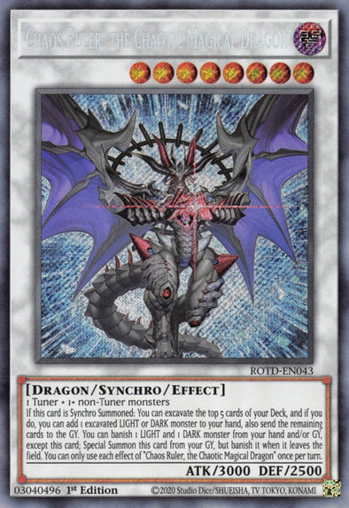 Chaos Ruler, the Chaotic Magical Dragon - ROTD-EN043 - Secret Rare - 1st Edition available at 401 Games Canada