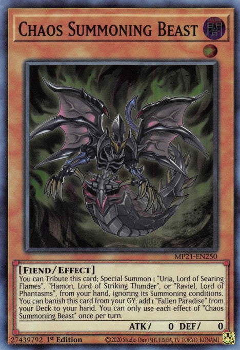 Chaos Summoning Beast - MP21-EN250 - Super Rare - 1st Edition available at 401 Games Canada