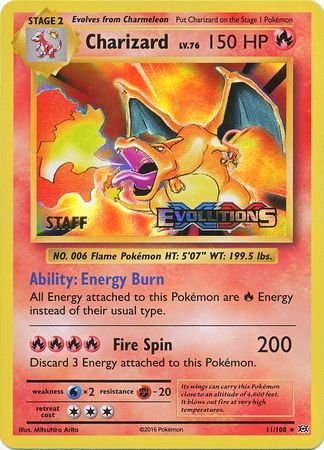 Charizard - 11/108 - (Staff) Pre-Release Promo