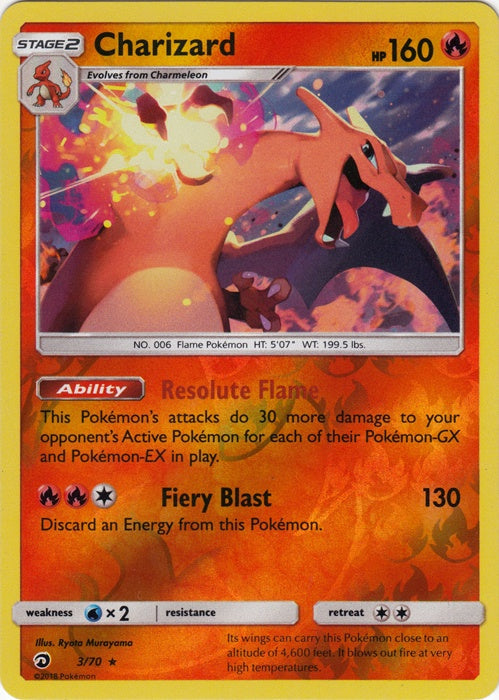 Charizard - 3/70 - Holo Rare - Reverse Holo available at 401 Games Canada