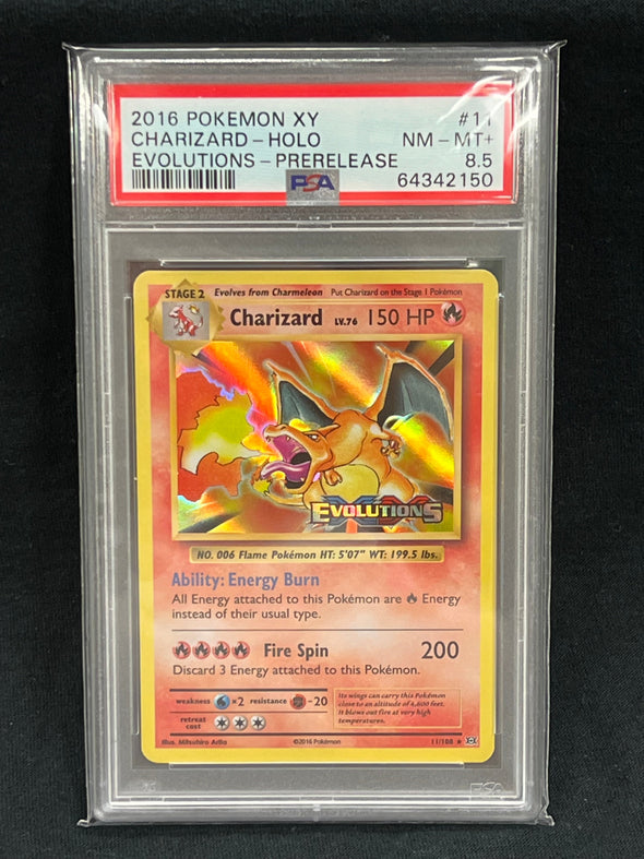 401 Games Canada - Charizard - Holo - Evolutions Prerelease Promo - PSA Graded 8.5 NM 401 Games Canada - Charizard - Holo - Evolutions Prerelease Promo - PSA Graded 8.5 NM