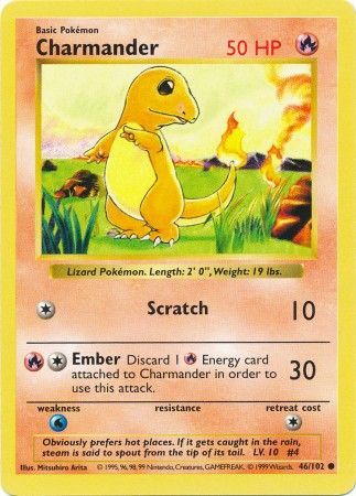 Charmander - 46/102 - Common - Shadowless available at 401 Games Canada