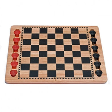 Checkers - 14" Solid Wood Checkers Set - Red & Black - Wood Expressions available at 401 Games Canada