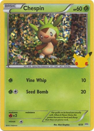 Chespin - 6/25 - 25th Anniversary Holo - Promo available at 401 Games Canada