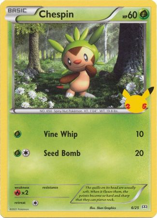 Chespin - 6/25 - 25th Anniversary Non-Holo - Promo available at 401 Games Canada