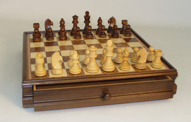 Chess - 15" Walnut/Maple Inlaid Drawer - Worldwise Imports available at 401 Games Canada