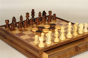 Chess/Checkers - 15" Wood Inlaid - Worldwise Imports available at 401 Games Canada