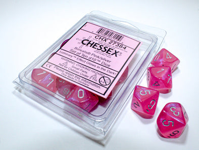 Chessex - 10D10 - Borealis - Pink/Silver Luminary available at 401 Games Canada