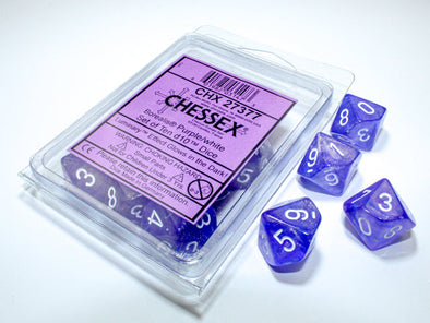 Chessex - 10D10 - Borealis - Purple/White Luminary available at 401 Games Canada