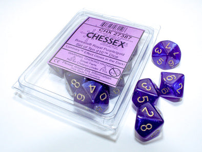 Chessex - 10D10 - Borealis - Royal Purple/Gold Luminary available at 401 Games Canada