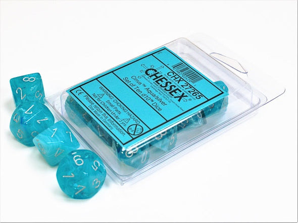 Chessex - 10D10 - Cirrus - Aqua/Silver available at 401 Games Canada