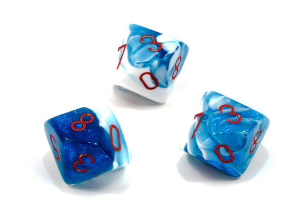 Chessex - 10D10 - Gemini - Astral Blue-White/Red available at 401 Games Canada