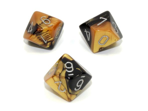 Chessex - 10D10 - Gemini - Black-Gold/Silver available at 401 Games Canada