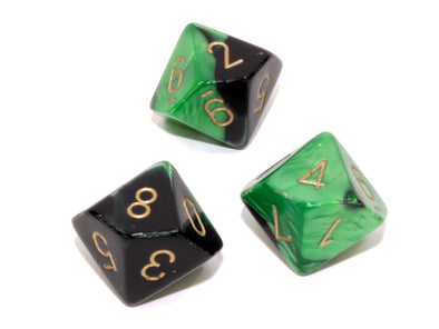 Chessex - 10D10 - Gemini - Black Green/Gold available at 401 Games Canada