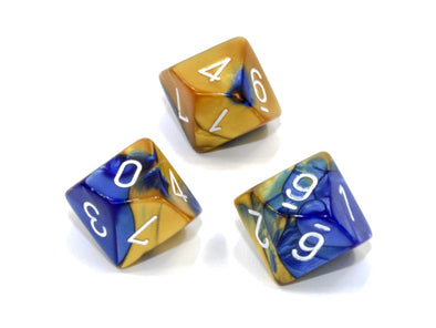 Chessex - 10D10 - Gemini - Blue-Gold/White available at 401 Games Canada