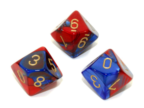 Chessex - 10D10 - Gemini - Blue-Red/Gold available at 401 Games Canada