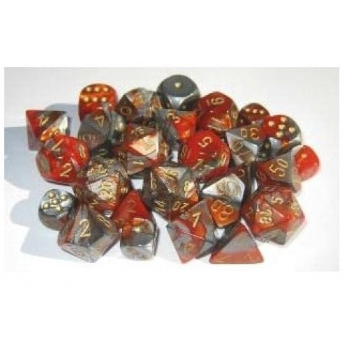 Chessex - 10D10 - Gemini - Orange-Steel/Gold available at 401 Games Canada