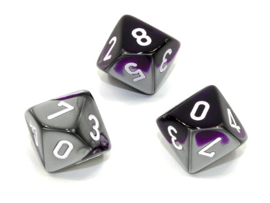 Chessex - 10D10 - Gemini - Purple-Steel/White available at 401 Games Canada