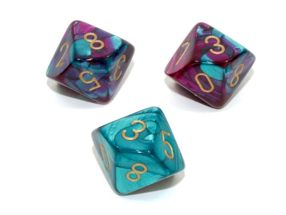 Chessex - 10D10 - Gemini Purple Teal/Gold available at 401 Games Canada