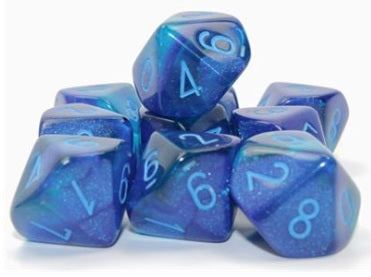 Chessex - 10D10 - Gemini - Translucent - Blue-Blue/Light Blue Luminary available at 401 Games Canada