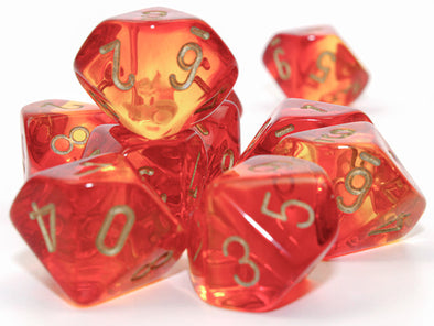 Chessex - 10D10 - Gemini - Translucent - Red-Yellow/Gold available at 401 Games Canada