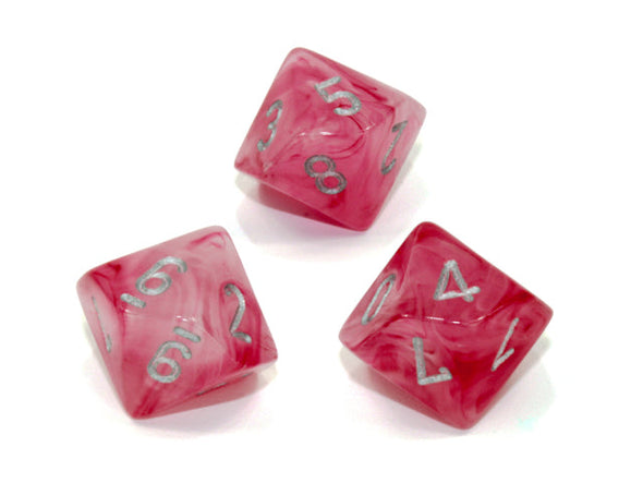 Chessex - 10D10 - Ghostly Glow - Pink/Silver available at 401 Games Canada