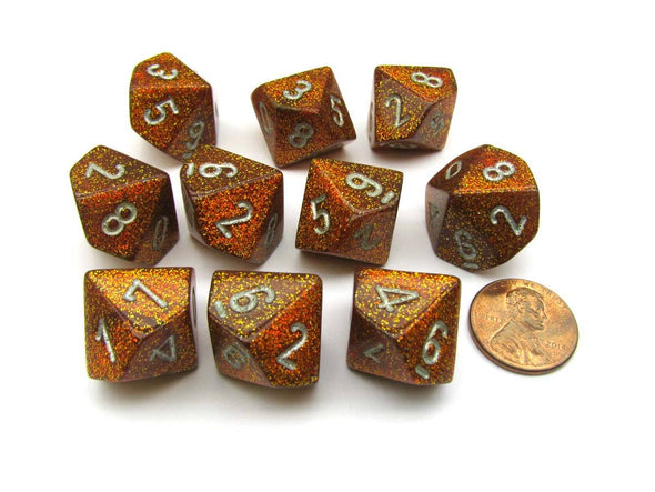 Chessex - 10D10 - Glitter - Gold/Silver available at 401 Games Canada